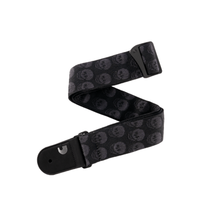D'Addario Woven Guitar Strap Skulls Black