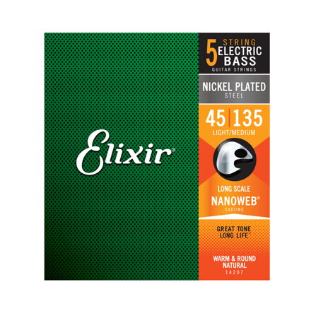 Elixir 14207 Bass Nickel Plated Steel NanoWeb Light/Medium 45-135